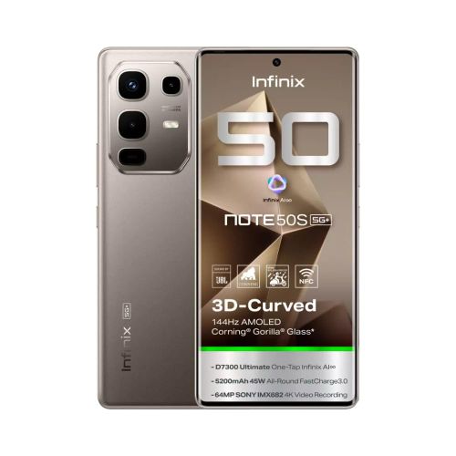Infinix Note 50S 5G+ 6.7" (256Go ROM / 8GB jusqu'à 16Go) Dimensity 7300 Ultimate (4 nm) Amoled 144Hz - Titanium Grey
 Fiche Technique et Prix au Maroc