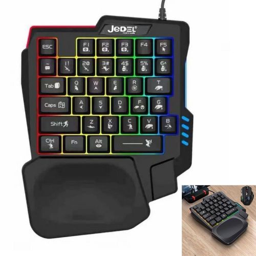 Jedel Clavier une main, Clavier Gamer Gaming Mini Clavier, 35 touches, RGB - 14 touches mécaniques programmables
 Fiche Technique et Prix au Maroc