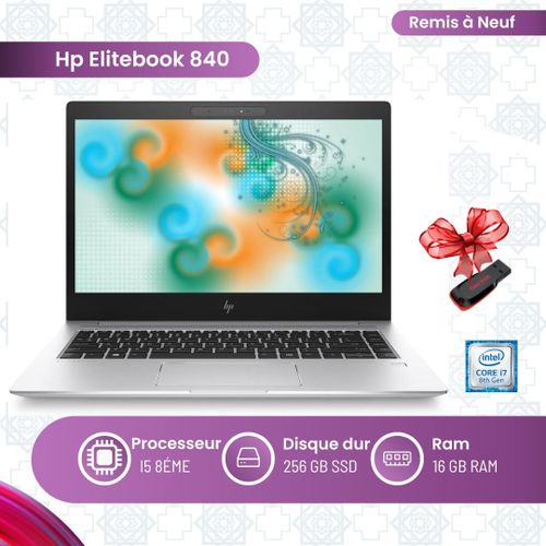 Hp EliteBook 840 G5 – 14” – Core i5 8ème Gén – 16GB RAM – 256GB SSD – QWERTY + Cadeau (Remis à neuf)
 Fiche Technique et Prix au Maroc
