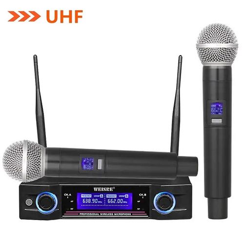 Microphones dynamiques sans fil professionnel  LX-82 à 2 canaux, Microphone double canal UHF
 Fiche Technique et Prix au Maroc