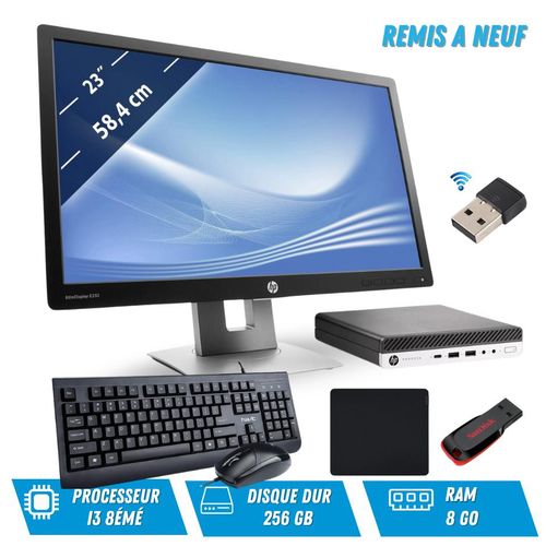 Hp ProDesk 600 G3 Intel® Core™ i3-7500T 8 Go DDR4-SDRAM 256 Go SSD + écran 23 pouces Remis à Neuf
 Fiche Technique et Prix au Maroc