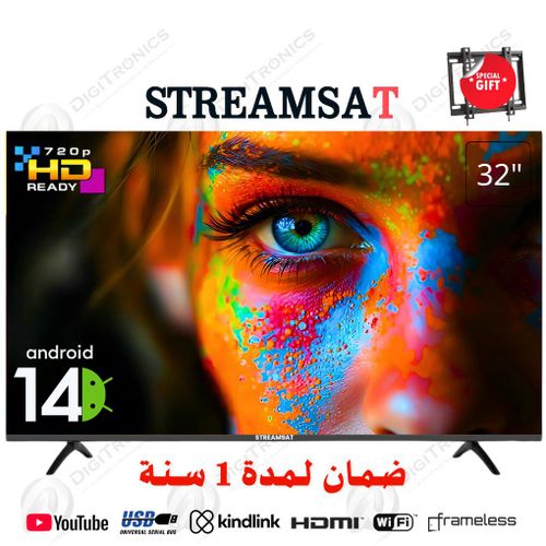 streamsat 32 HD Ready Smart Android TV, Wi-Fi, Frameless + Support mural
 Fiche Technique et Prix au Maroc