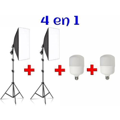 2 x Softbox d’éclairage 50x70CM Professional avec 2 x trépied 2m + 2 x Lampe économique
 Fiche Technique et Prix au Maroc