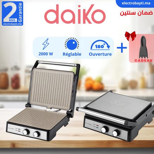 Daiko Grill panini en acier inoxydable antiadhésif en GRANIT- 2000w
 Fiche Technique et Prix au Maroc