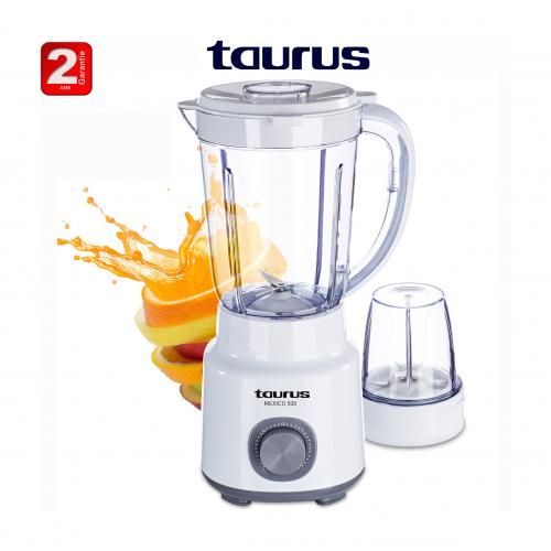 Taurus Blender  MEXICO 500 +moulin bol en plastique1.5L,500w 4 lames-2ans de garantie
 Fiche Technique et Prix au Maroc
