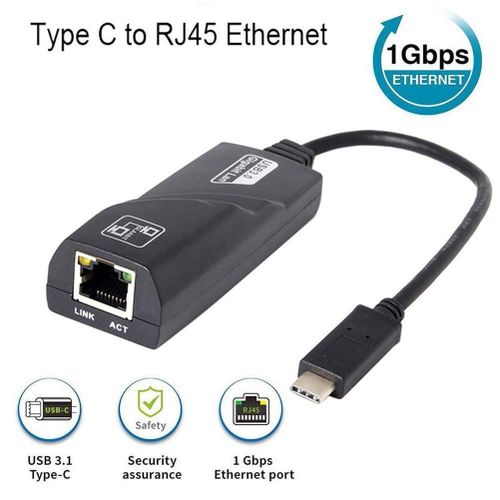 Adaptateur réseau 1000 Mbps USB TYPE-C vers RJ45 Adaptateur Ethernet LAN  Carte réseau 10/100/1000 Mbps  pour ordinateur portable Macbook Windows
 Fiche Technique et Prix au Maroc