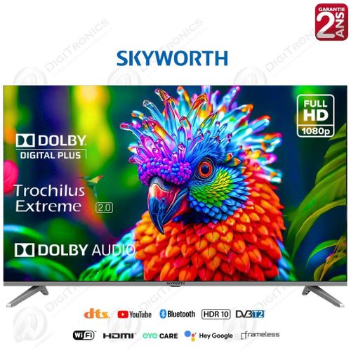 Skyworth 43 Smart Google Tv FHD Google Assistant, Bluetooth, HDR 10, Dolby Audio
 Fiche Technique et Prix au Maroc