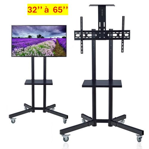 Support TV de 32" jusqu'à 65"sur Pied Roulant de mobile adaptable de qualité
 Fiche Technique et Prix au Maroc