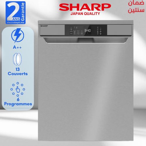 Sharp Lave-vaisselle - Acier inoxydable - 13 couverts - 6 programmes - Argent
 Fiche Technique et Prix au Maroc