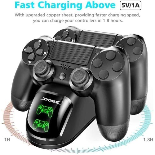 Dobe Station de charge double pour deux manettes PS4 avec voyants LED - Compatible Slim et Pro
 Fiche Technique et Prix au Maroc