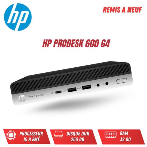 Hp ProDesk 800/600 ou G4/G5 Mini Core i5-8500T Ram 32Go DDR4 Disque dur 256Go SSD-Remis à Neuf-
 Fiche Technique et Prix au Maroc