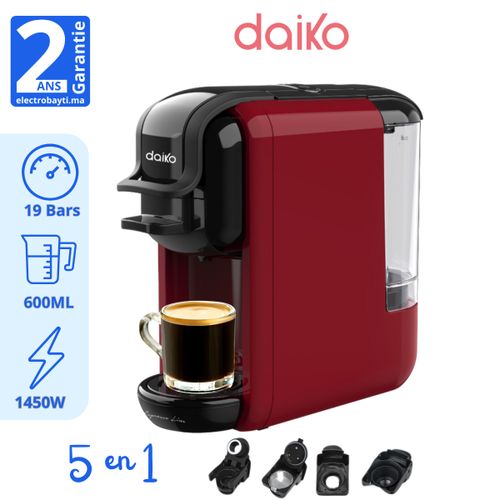 Daiko Machine café espresso 5en1 - 19 Bar - CAPSULE Nespresso - Dolci Gusto - Dosette
 Fiche Technique et Prix au Maroc