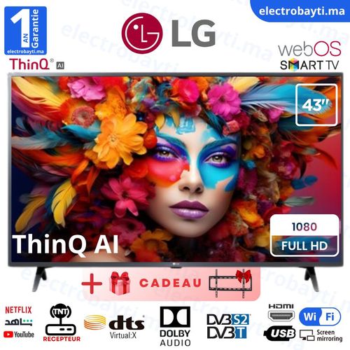 LG SMART TV - WEB OS ThinQ AI - 43 Full HD Série LM6370 - HDR10 - audio DTS Virtual:X + Support gratuit
 Fiche Technique et Prix au Maroc