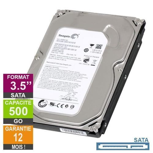 SEAGATE Disque Dur Interne SATA HDD 3.5" Pour PC Gamer , Bureau, DVR XVR ...  500 GB
 Fiche Technique et Prix au Maroc