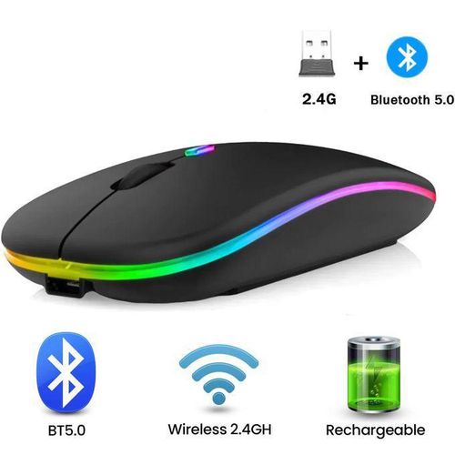 Souris Bluetooth Souris sans fil 2.4GHz silencieuse Souris Ergonomique Optique cle USB
 Fiche Technique et Prix au Maroc