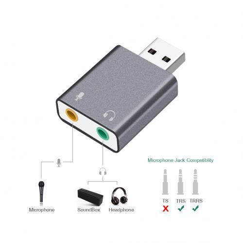Carte son USB externe HIFI Magic Voice 7.1CH Microphone-in Audio-out Port Free Drive Plug
 Fiche Technique et Prix au Maroc