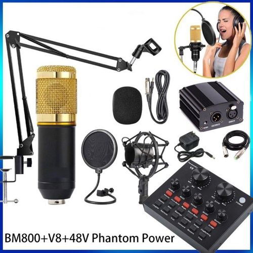 Microphone BM800 avec carte son V8 et phantom power48V
 Fiche Technique et Prix au Maroc