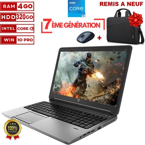 Hp PC Portable Probook 650 G3 - Core i3 - 7eme  GÉNÉRATION - 320Gb HDD-  4GB RAM- AZERTY-ECRAN 15.6"-AVEC CARTABLE ET SOURIS GRATUIT -GARANTIE DE SIX MOIS -remis a neuf
 Fiche Technique et Prix au Maroc