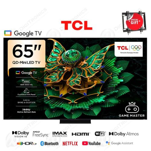 TCL Téléviseur Google Smart 65 pouces Premium QD-MiniLED, Dolby Vision IQ, Ai HDR10+, 144Hz, 65C7K
 Fiche Technique et Prix au Maroc
