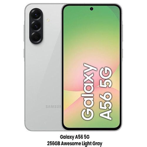Samsung smartphone Galaxy A56 5G stockage 256GB Ram 8 GB 6,7 Super AMOLED 120 Hz 50+12+5 MP-awesome lightgray
 Fiche Technique et Prix au Maroc