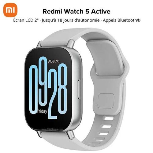 XIAOMI Redmi Watch 5 Active Smartwatch, écran LCD, appels Bluetooth, 140 + modes sportifs
 Fiche Technique et Prix au Maroc