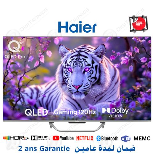 Haier 65 QLED PRO 4K Smart Google TV, Dolby Vision IQ, HDR10+, HDMI x4, 2 ans garantie + Support Gratuit, H65Q80FUX
 Fiche Technique et Prix au Maroc