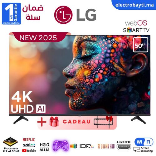 LG Smart TV 50'' modèle 2025 - UA73 4K Ultra HD - Assistance intelligence artificielle - HDR10 PRO - WebOS25
 Fiche Technique et Prix au Maroc