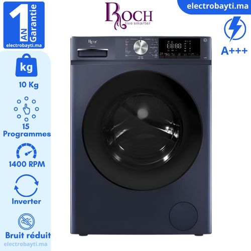 Roch Machine à laver automatique 10Kg - Inverter Machine - 1400 T/min, A+++, MAL10FL-ZINV
 Fiche Technique et Prix au Maroc