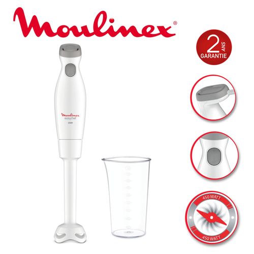 Moulinex MIXEUR PLONGEANT EASY CHEF 450W 2V DD45A110 PLAS
 Fiche Technique et Prix au Maroc