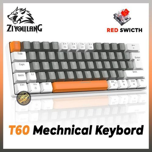 ZIYOU LANG Clavier Mécanique Compact 60% RGB – 62 Touches, Switchs Linéaires Rouges, Anti-Ghosting, Raccourcis FN, Filaire USB RED Swicth
 Fiche Technique et Prix au Maroc