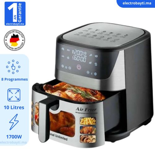 Robolux Friteuse sans huile XXL - 10L - Air fryer tactile - 1700Watts - 8 programmes
 Fiche Technique et Prix au Maroc