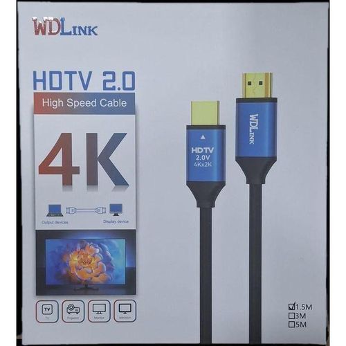 WDLINK Câble HDMI 1.5M- 3M - 5M - 10M -15M - 20M  4K Ultra HD (Version 2.0)
 Fiche Technique et Prix au Maroc