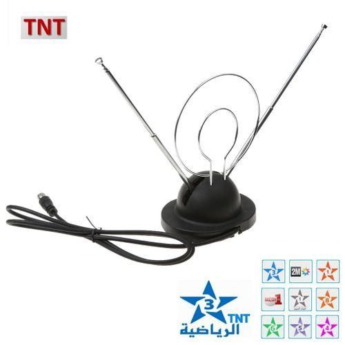 Antenne Chaines TNT intérieur, Antenne HD TV avec oreilles de lapin
 Fiche Technique et Prix au Maroc