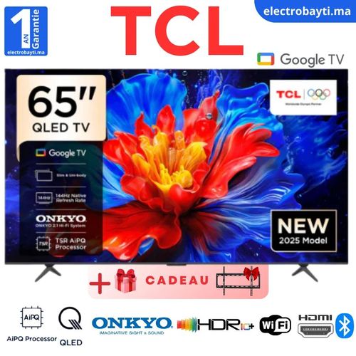 TCL 65P8K – 65 GoogleTv – Gaming pro – QLED 4K UHD – 144HZ Native – HDR10+ – Onkyo sound
 Fiche Technique et Prix au Maroc