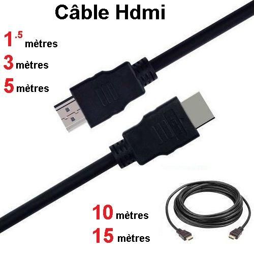 Câble HDMI pour relier Tv PS PC Ordinateur 1.5m, 3m, 5m, 10m, et 15m
 Fiche Technique et Prix au Maroc