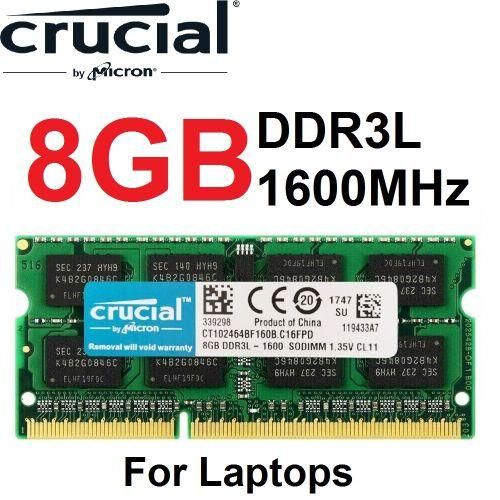 Crucial Original Ram 8GB DDR3L 1600 MHz (PC3L 12800) - Pour PC Portable
 Fiche Technique et Prix au Maroc