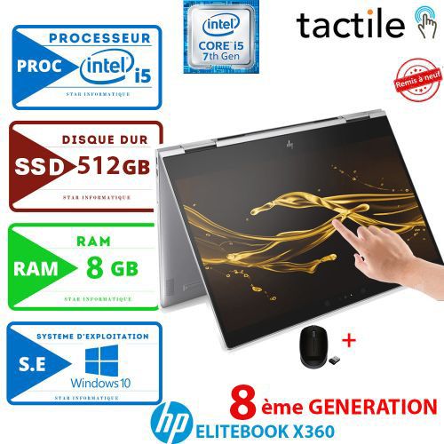 Hp EliteBook X360 G3 - Intel Core i5 - 8Go RAM - 512Go SSD - 13.3" Tactile - (Remis à Neuf)
 Fiche Technique et Prix au Maroc