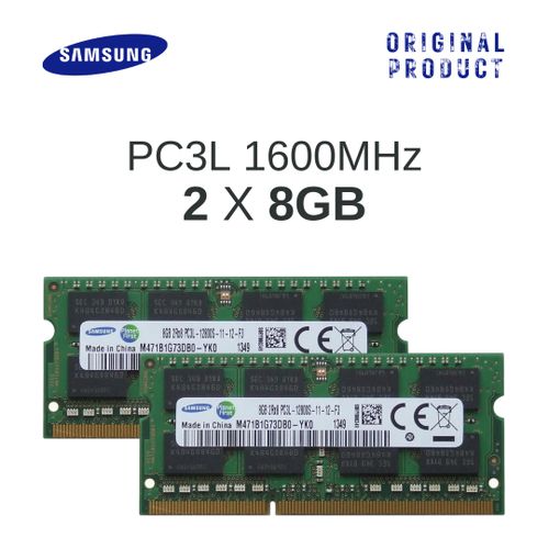 Samsung 16GB/GO RAM 2 X 8GB/GO DDR3 PC3L-12800S 1600MHz Pour PC Portable Et Mini Ordinateur De Bureau
 Fiche Technique et Prix au Maroc