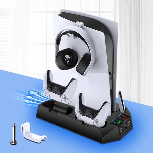Support multifonctionnel universel PS5, 2 manettes de jeu , ventilateur de refroidissement,
 Fiche Technique et Prix au Maroc