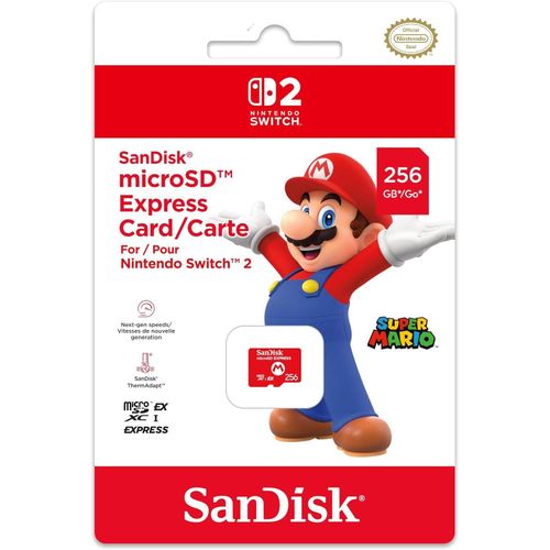 Sandisk Carte mémoire Nintendo Switch 2 micro SD express 256 Go
 Fiche Technique et Prix au Maroc
