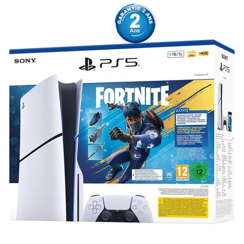 Playstation PS 5 Slim Edition Standard + Pack Fortnite Flowering Chaos – Edition limitée
 Fiche Technique et Prix au Maroc