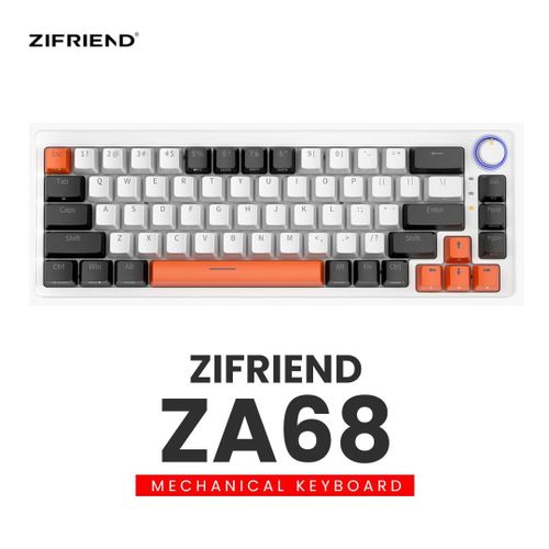 ZIFRIEND ZA68 White Night Clavier De Jeu Mécanique Professionel Hot Swappable  Yellow Switch Full RGB Avec Knob Volume
 Fiche Technique et Prix au Maroc