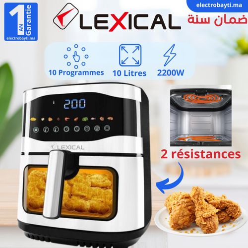 LEXICAL Friteuse Sans Huile XXL - 10 Litres - Double Résistances -2200W avec Écran Tactile LED
 Fiche Technique et Prix au Maroc