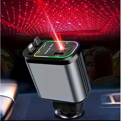 Chargeur Voiture Rétractable USB C Allume Cigare à Charge Rapide, Chargeur Polyvalent Noir avec Éclairage Étoilé
 Fiche Technique et Prix au Maroc
