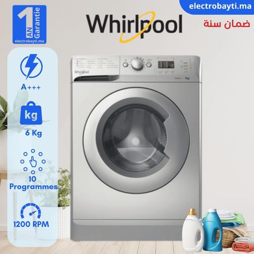 Whirlpool Lave-linge hublot posable - 6 kg - WMTA 6101 S NA
 Fiche Technique et Prix au Maroc