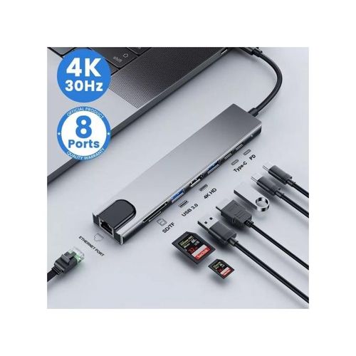 Airies USB C 8 en 1 Type C 3.1 à 4K, adaptateur HDMI avec RJ45
 Fiche Technique et Prix au Maroc