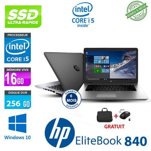 Hp PC Portable EliteBook 840 - 14" - 16GB + 256GB - Intel Core i5 + Souris Gratuit + Cartable - Remis à neuf
 Fiche Technique et Prix au Maroc