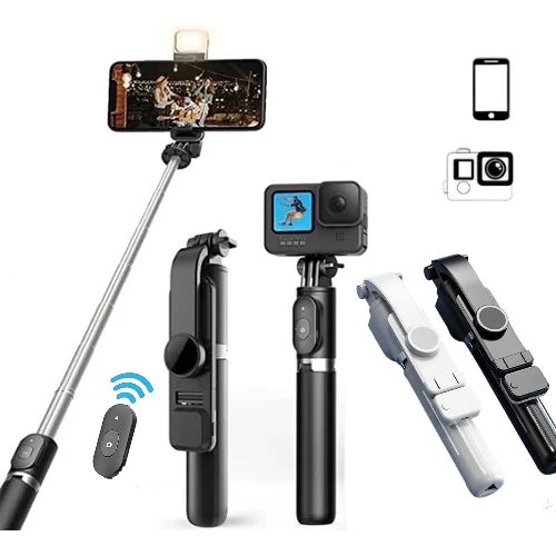 Trépied et perche à selfie avec lumière d'appoint et télécommande pour téléphone/Gopro
 Fiche Technique et Prix au Maroc