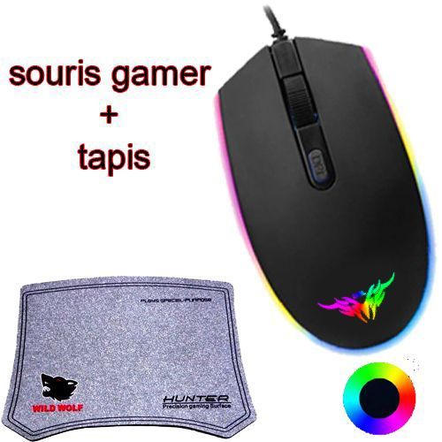 Dml Souris Gaming 1200DPI Optique Capteur, Légère, Rétroéclairage LED RGB + tapis
 Fiche Technique et Prix au Maroc