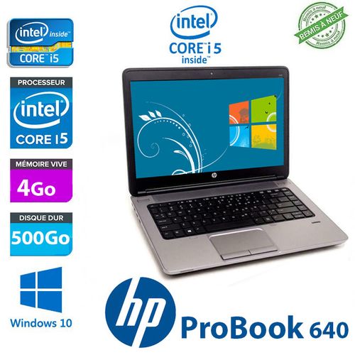 Hp PC Portable Probook 640 Core i5 8eme 500Gb 4GB RAM 14"- remis a neuf
 Fiche Technique et Prix au Maroc